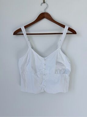 Abercrombie & Fitch White Button-Front Cropped Camisole
